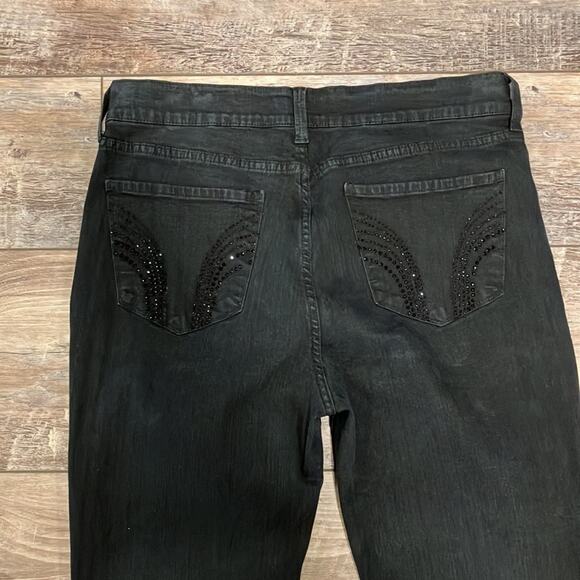 NYDJ Lift Tuck Black Marilyn Straight Embellished  Jeans Size 12 - Picture 7 of 11